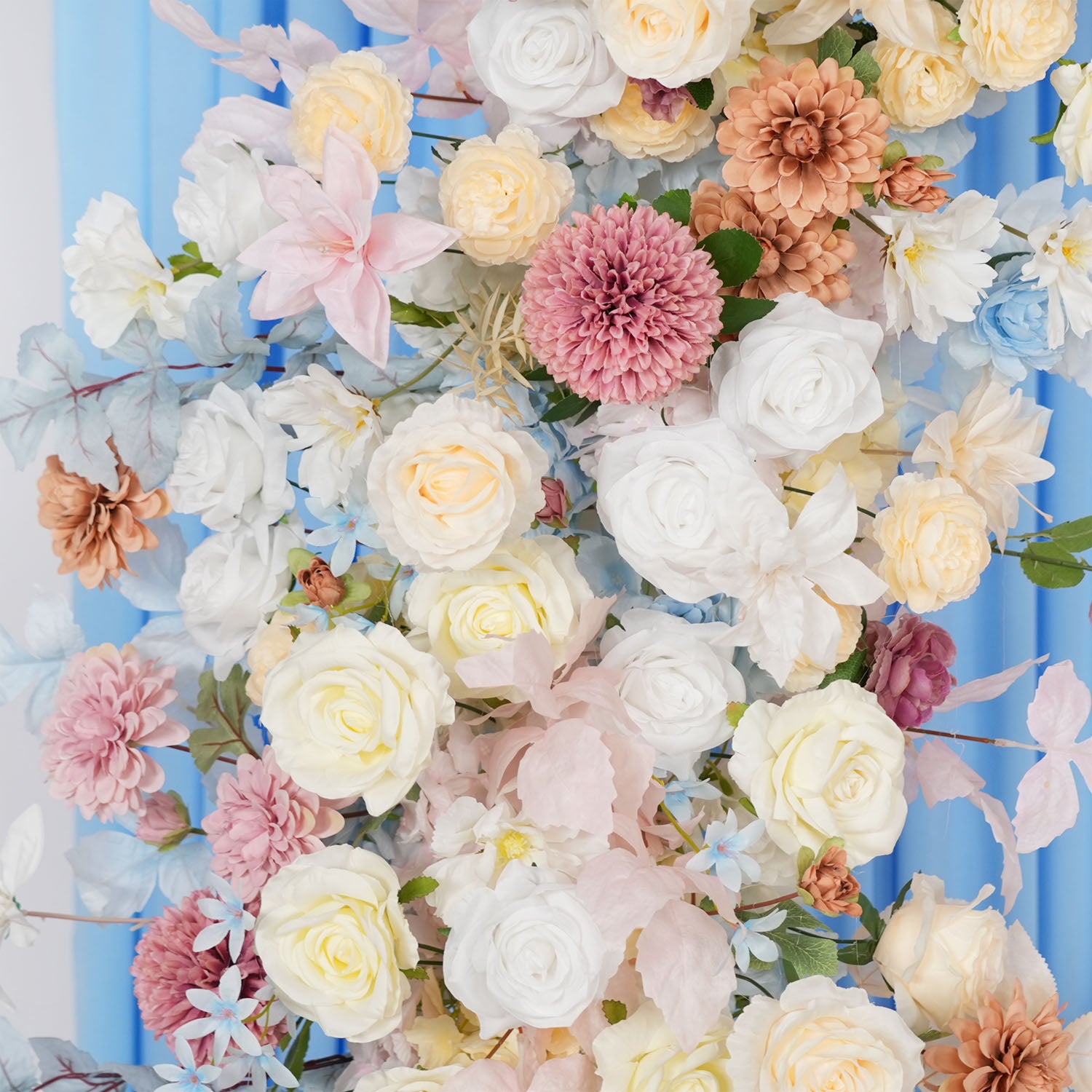 Uflower Pink Blue Champagne Horn Arch Decor Wedding Backdrop Floral Ball Arrangement